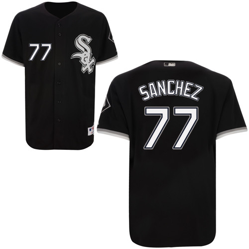 Carlos Sanchez #77 mlb Jersey-Chicago White Sox Women's Authentic Alternate Home Black Cool Base Baseball Jersey